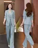 Traje profesional de alta gama, lujo ligero, para mujer, conjunto de 2 piezas, nuevo modelo de otoño 2026, blazer de nuevo estilo chino, elegante conjunto de tres piezas