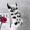 Para iphone12 Patrón Vaca Lechera Mao Mao Funda para Teléfono 14Pro Otoño e Invierno Felpa Suave Funda Protectora 8Plus/XS
