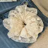 Elástico de Cabelo Elegante com Renda Floral Bordada para Mulheres 2026 Novo Estilo Rabo de Cavalo Baixo Acessório de Cabelo Elástico Estilo Coreano