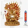 Buda Yuan Hui Nepal Estatua de Buda Dorada a Bronce Hecha a Mano Xizang Mahagalaningma Dios de la Riqueza Adornos de Ofrenda para el Hogar