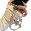 Colgante de Lazo Rosa con Perlas de Gama Alta Cadena para Teléfono Móvil de Lujo Accesible Colgante para Colgar en Bolsos de Lujo Accesible de Nicho para Mujeres Cordón para Teléfono Móvil