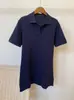 Vestido T-shirt de Verão 2026 Nova Moda com Gola Polo Manga Curta para Mulheres Reto Solto Simples Casual Saia Curta