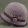 Sombrero de Invierno para Personas de Mediana Edad y Mayores, Sombrero de Lana Tejida de Pelo de Conejo para Mujer, Sombrero de Pescador Grueso con Felpa para Proteger del Frío y las Orejas, Cálido