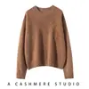 Baicai Rong 2026 Otoño/Invierno Nuevo Suéter 100% Cachemira Pura Cuello Redondo Hombro Caído Color Sólido Tejido Sin Costuras Versátil
