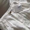 Temperamento Bono Loco con Slack Protector Solar Lino Blanco Drapeado Perezoso Cintura Alta Pantalones Pierna Ancha