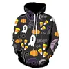 Sudadera con Capucha para Festival de Halloween Transfronterizo Europeo y Americano, Cabeza de Calabaza de Terror, Impresión Digital 3D, Sudadera Casual con Capucha, Suéter de Manga Larga