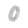 Anillo rectangular de plata S925 con circonita para mujer, chapado en oro, anillo completo de imitación de diamante, anillo de cola personalizado de moda
