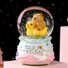 Cartón tarjeta cuero delfín de agua niño bola de cristal brillante caja de música escritorio adornos lindos waterpolo regalos al por mayor