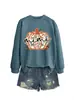 Amazon eBay site independente moda casual elegante feminina nova mimi floral abóbora outono e inverno moletom de manga comprida