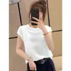 Blusa de Cor Sólida com Manga Flare Quente de Verão para Mulheres, Design Único, Emagrecedora, Simples, Versátil, Camiseta Estilo Coreano