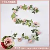 Cubierta de Conducto de Aire Acondicionado para Sala de Estar de Ratán Envuelta Alrededor de Rosa de Techo de Plástico Hojas de Vid Artificiales 45 Cabezas de Rosa Flores Falsas