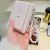 Daini Versión Coreana Nuevo Patrón Agrietado Color Sólido Simple Colgante de Lazo de Perla 80% de descuento Cierre de Cremallera Cartera Corta