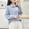 Especial 100 kg Tallas Grandes Otoño Temprano Nueva Moda Estilo Coreano Camisa Hueca de Patchwork, Blusa Elegante para Mujer 0956