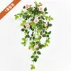 Flor de rosa flor pendente flor de rosa flor artificial trepadeira pendurada na parede decoração de parede planta-aranha flor pendurada na parede flor de plástico pendurada