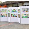 Suporte de Exposição de Pintura Obras de Caligrafia Móvel Dobrável Suporte de Exposição de Caligrafia e Pintura Cartaz de Arte Pendurado Pintura de Chão Prisma Octogonal Painel de Exposição