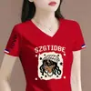 Ropa de mujer de marca con superávit de comercio exterior transfronterizo, camisetas de manga corta de nicho, hombros normales, tops ajustados