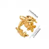 Anillo de Corazón de Mariposa con Microincrustaciones de Circonia Cruzado Europeo y Americano Anillo Abierto Ajustable de Acero Inoxidable Chapado en Oro de 18 quilates para Accesorios de Mujer