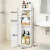 Gabinete de almacenamiento para baño, estante de plástico impermeable de pie para baño, estante multicapa para artículos de tocador