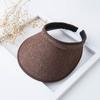 Sombrero de Paja Transfronterizo con Parte Superior Abierta, Sombrero Parasol, Sombrero de Verano para Mujer, Cubre Rostro, Versátil, Sombrero de Playa de Ala Ancha, Sombrero de Protección Solar para Exteriores