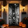 Cubierta de puerta de Amazon para Halloween transfronteriza decoración exterior pancarta de fondo de terror bandera de arreglo de escena de fiesta