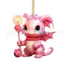 Pendente Novo Fofo Dragão Rosa para Carro Casa Decoração Pendurada para Árvore de Natal Decorações de Casa para Festas