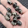 Cuentas Dzi Negras y Blancas en Forma de S, Cuentas Sueltas de Jade, Cuentas Cilíndricas de Ágata Negra con Patrón de Ondas de Agua, Cuentas para Accesorios de Joyería