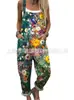 Macacão Casual Feminino de Verão Floral com Alça de Botão Estampado Digital 3D Europeu e Americano Amazon Transfronteiriço