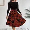 Vestido de otoño e invierno con estampado de Amazon Independent Station, nuevo vestido de encaje con cuello redondo, ropa de mujer, 2023