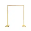 Novos adereços de casamento moldura de fundo de ferro haste telescópica decoração de casamento layout de palco decoração de prateleira de arco dourado