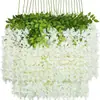 Flores de Glicinia Simuladas, Flores de Glicinia Densas, Hojas Artificiales, Enredaderas de Plástico, Plantas de Interior, Enredaderas de Árbol para Decoración de Techo, Plantas Verdes