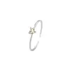 Anel de Prata Esterlina S925 Coração Zircônia Branca Anel Pequeno Simples Feminino Anel de Zircônia Colorido Anel Aberto Personalizado Anel de Dedo Mínimo