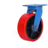 Rodamiento de Rueda Universal 1 Tonelada Rojo Poliuretano Rueda Giratoria Industrial Súper Resistente Equipo Vehículo Móvil Freno Rueda de Metal
