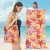 Toalha de Praia Bolsa de Ombro Tudo-em-Um, Dobrável Portátil Multifuncional Toalha Estampada de Férias, Toalha de Banho de Secagem Rápida