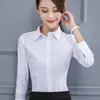 Nueva Camisa Blanca de Primavera 2025 para Mujer, Manga Larga Estilo Coreano Ajustada Camisa Base Profesional, Camisa Blanca, Uniforme de Trabajo