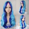 Foto Real en Stock de Peluca con Flequillo Lateral, Cabello Largo Rizado, Rizos Ondulados, Peluca Cos Multicolor de Estilo Europeo y Americano