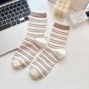 Meias Listradas Estilo Coreano Femininas Meias de Algodão de Comprimento Médio para Primavera e Outono Tendência da Internet Populares na Coreia do Sul Meias Femininas de Verão Finas
