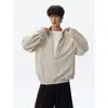 Top de moda de manga larga con escote en V profundo, chaqueta casual de otoño, nueva camisa corta a rayas de corte holgado para hombre, diseño de imitación de dos piezas