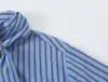 Camisa de Mujer de Manga Larga a Rayas con Detalle de Lazo Estilo Europeo y Americano Nuevo Otoño 2026 6468