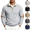 Suéter de malha pullover transfronteiriço com gola alta de pele sintética espessa, zíper, gola alta, retalhos de couro e interior forrado com fleece, em estilo casual europeu e americano, para homens