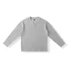 Camiseta Masculina com Gola V Texturizada e Manga Longa, Estilo Americano Tendência Casual Camada Interna, Top Pesado Solto Oversized para Outono