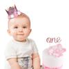 Decoración de 1 año oro rosa con brillo y flores sombrero de cumpleaños uno tarjeta para pastel oro rosa con brillo
