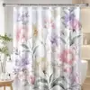 Cortina de ducha impermeable y a prueba de moho de doble capa impresa transfronteriza, tela de cortina divisoria para baño y inodoro estilo pastoral, venta al por mayor personalizada