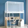 Mosquitero Estudiante con Techo Cuadrado y Tres Puertas, Modelo Estudiante para Dormitorio, Mosquitero de Cama a Prueba de Polvo con Cremallera para Dormitorio Estudiantil, Incluye Poste para Ventilador