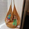 La bolsa tejida súper popular del verano para mujer, nuevo modelo 2026, estilo artístico, bolsa de playa tejida para vacaciones, bolso de hombro y cruzado