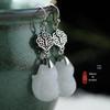 Brincos de Artesanato em Prata Tailandesa Al Yuan com Incrustação de Jade Hetian Sintético Estilo Chinês Retro Acessórios de Corte Hanfu Cheongsam