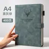 Cuaderno A4 con Logo Personalizado, Piel PU Engrosada, Cuaderno para Reuniones de Negocios, Diseño de Cabeza de Ciervo de Alto Valor, Diario de Estudiante
