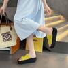 Chinelo Feminino de Pano com Velcro de Sola Grossa Chinelo Feminino 2025 Novo Versátil para Praia de Bico Aberto Sapatos da Moda