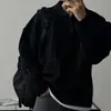 Suéter de Punto Casual Asclo para Hombre con Cuello de Solapa, Jersey Holgado de Manga Larga, Estilo Coreano Juvenil y Energético para el Trabajo