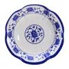 Prato de porcelana azul e branca de melamina plástico imitação de porcelana prato de hotel restaurante prato redondo fundo para sopa prato de peixe prato de refeição