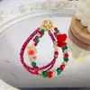Nuevos Accesorios de Corazón de Otoño Cadena para Teléfono Móvil Hecha a Mano con Cuentas de Cristal Llavero de Moda de Gama Alta Colgante para Bolso